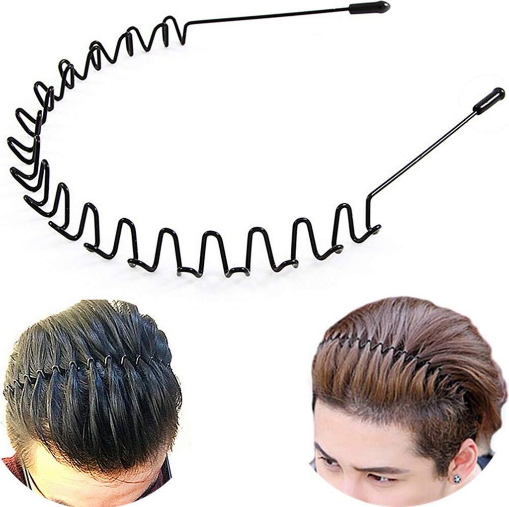 Metall-Haarbänder für Männer und Frauen, Uni, schwarzes, gewelltes Frühlings-Sport-Stirnband für Männer, Haarband, Hoop-Clips, Damen-Accessoi...