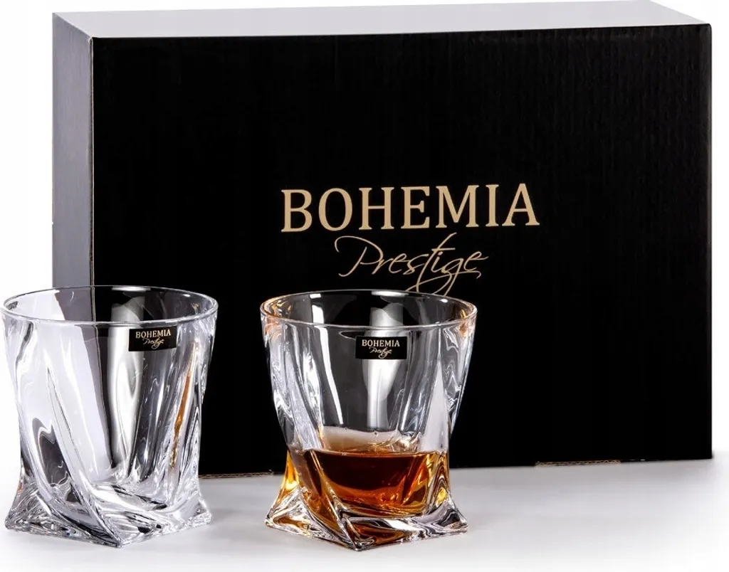Bohemia Quadro Set 6 Bicchieri Whisky 340ml - Cristallo di Lusso