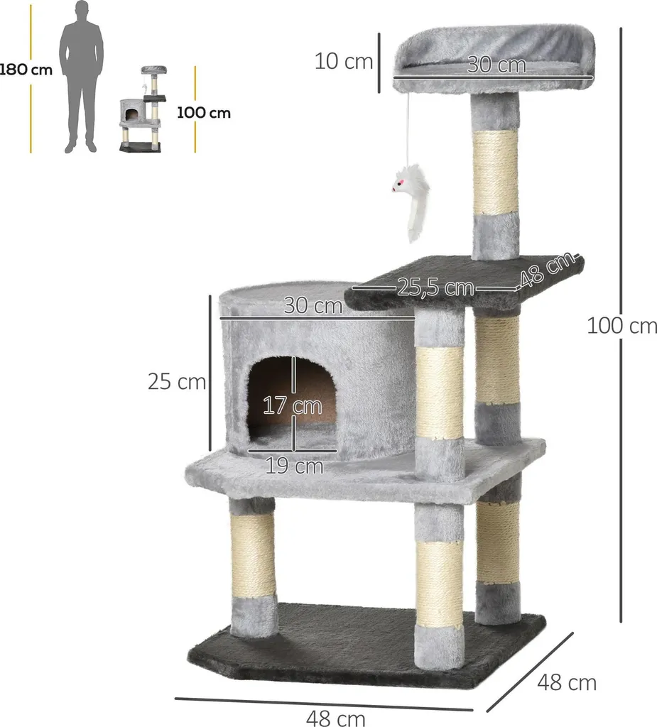 Mobilier pour chat : Arbre à chat multi-plateformes gris anthracite