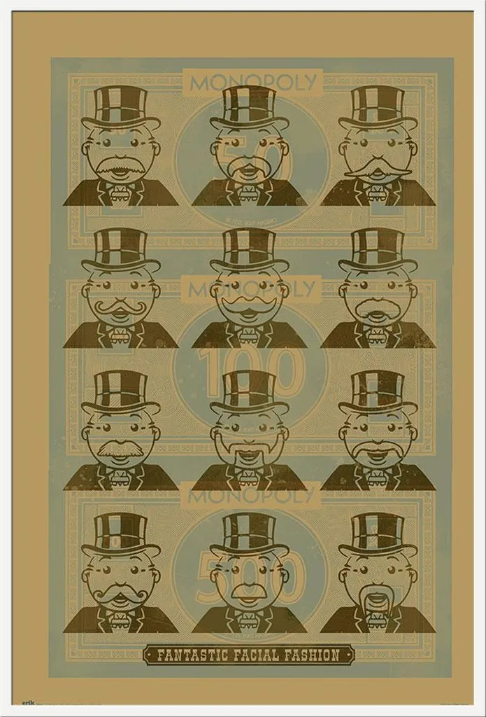 Affiche Monopoly Facial Fashion Shinsuke Maxi Cadre Blanc 61x91,5 cm