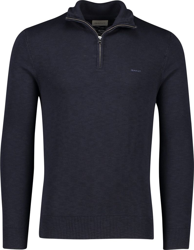 Gant Herren Pullover mit halbem Reißverschluss und Kapuze, Dunkelblau