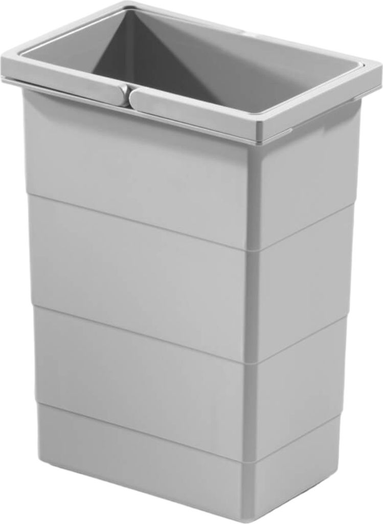 A light gray rectangular trash can insert with handles on the rim.