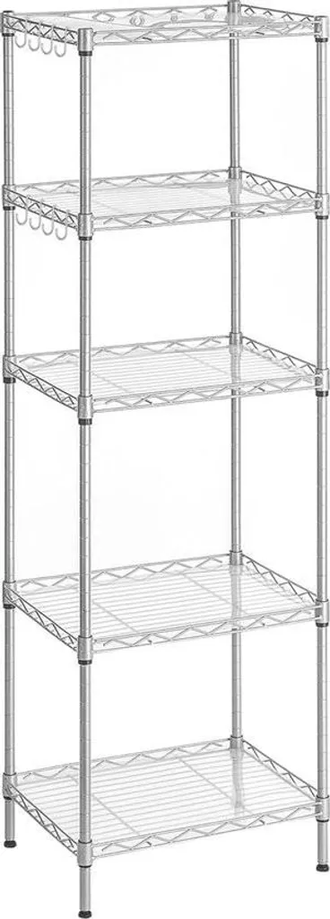 Scaffale Metallico Argento 5 Livelli | Design Salvaspazio Cucina