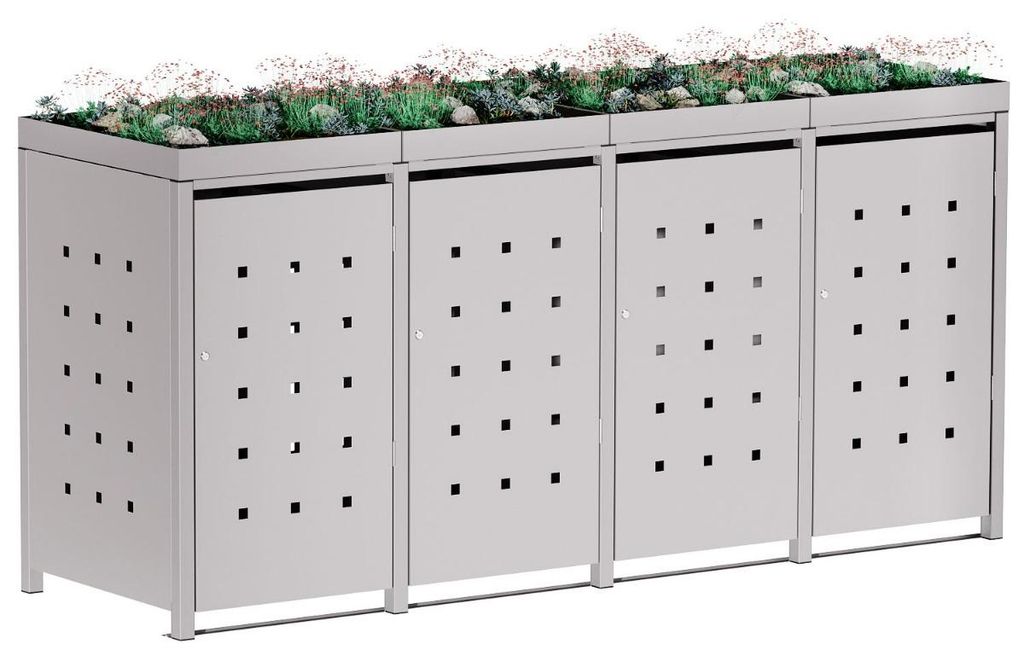 Mülltonnenbox Martha 4er 240L in Hellgrau-Metallic