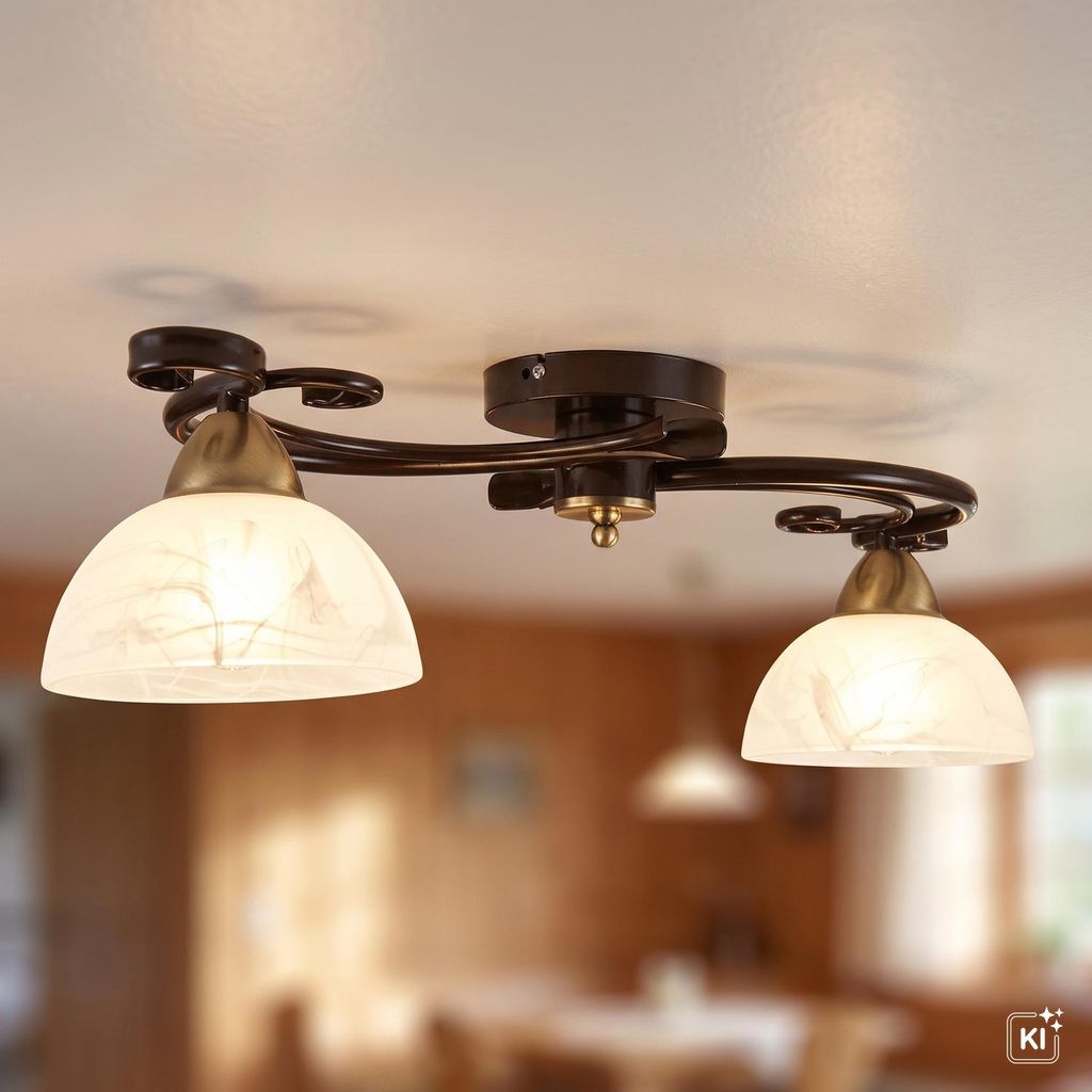 Deckenlampe Landhaus "Aurora" Glas Metall Schwarz Weiß Produktbild  KI-generiertes Bild