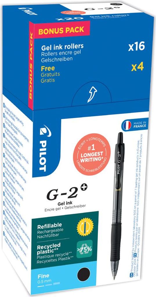 PILOT Gelschreiber G-2 PLUS 05 VALUE PACK schwarz