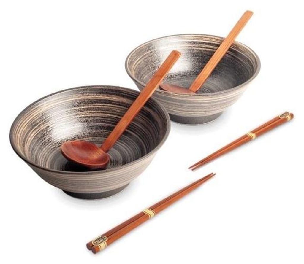 Edo Japan | Ramen Schalen Set Uzu - Braun - 6 Teile - Keramik - Mikrowellengeeignet