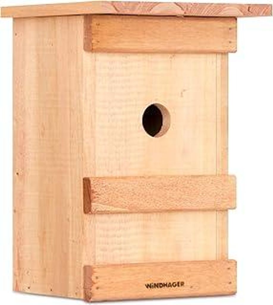 Windhager Nistkasten Birdy, Vogelhaus Brutkasten Nisthilfe Vogelnistkasten, aus Massivholz, inklusive Aufhängevorrichtung, 17 x 17 x 24,5 cm, 0696...