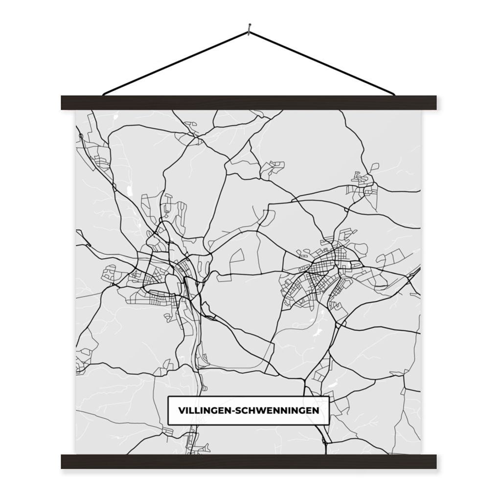 MuchoWow Textilposter Stadtplan - Deutschland - Karte - Villingen-Schwenningen 40x40 cm mit schwarzem Rahmen - Fotos