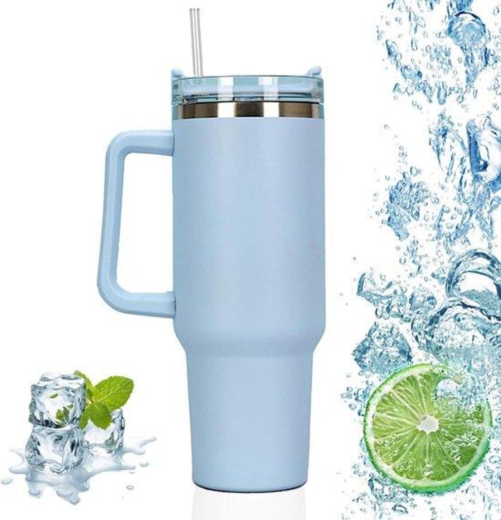Stahl-Thermosbecher mit Trinkhalter - vakuum-isoliert - Kaffeebecher mit Deckel - warme und kalte Getränke - Reisebecher - Thermobecher - Auto