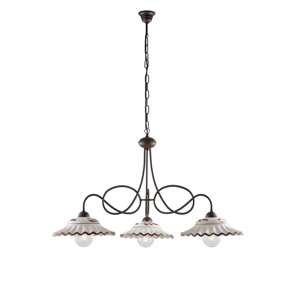 Grand luminaire de table rustique lustre 3 lumières céramique d.30cm