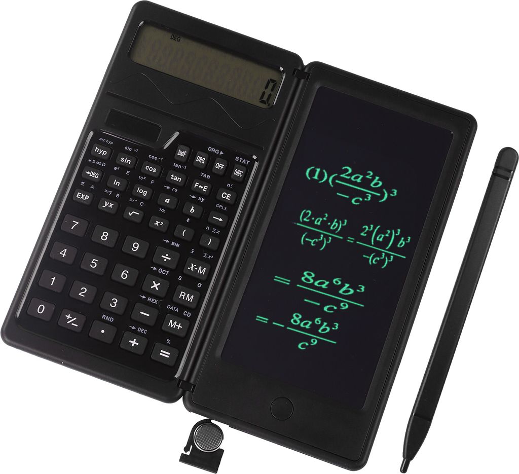 Wissenschaftlicher Taschenrechner mit 6-Zoll-Schreibtafel und Stift, Dual Power, Solar- und batteriebetrieben, faltbarer Funktionsrechner mit 10-Bi...