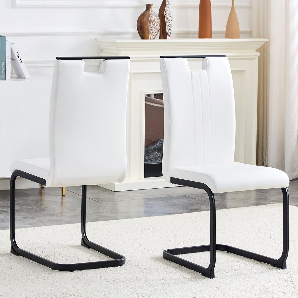 Weiße Esszimmerstühle 2er Set moderne Polsterstühle aus Produktbild 