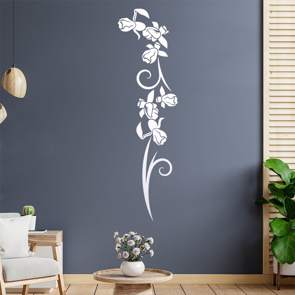Blumen - Linien Wandtattoo in 6 Größen - Wandaufkleber Wall Sticker - Dekoration, Küche, Wohnzimmer, Schlafzimmer, Badezimmer