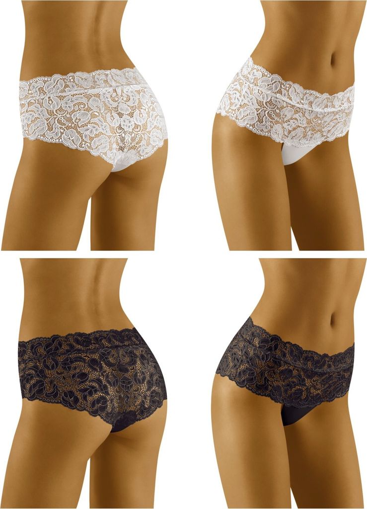 Wolbar WB413 Dame Shorts Hipsters Spitze normaler Bund , weiß, L