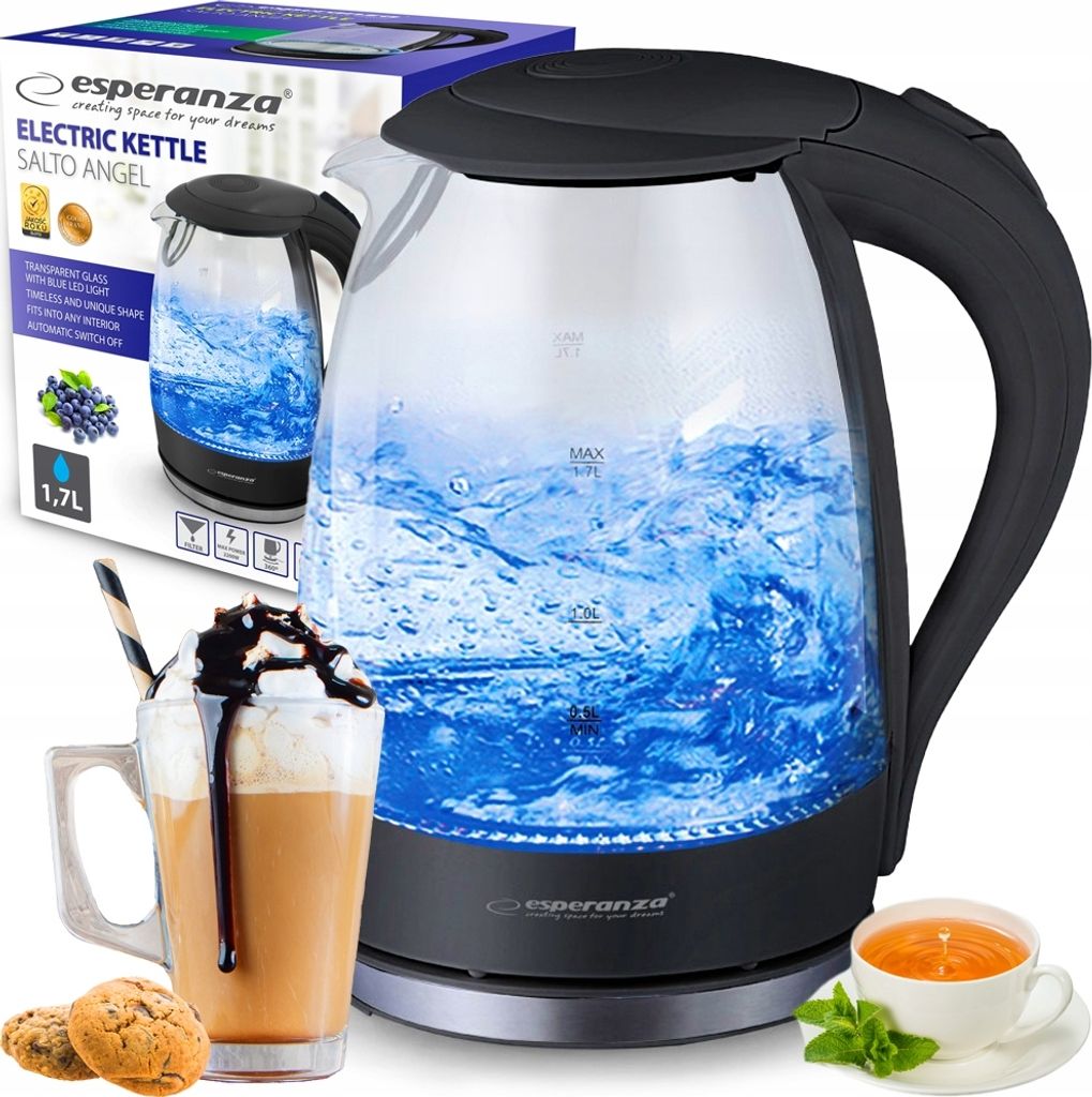 Kabelloser Glas-Wasserkocher Led 2200W Mit Füllstandsanzeige