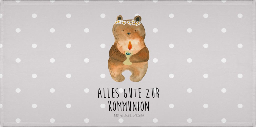 Mr. & Mrs. Panda Handtuch Bär Kommunion - Grau Pastell - Produktbild 