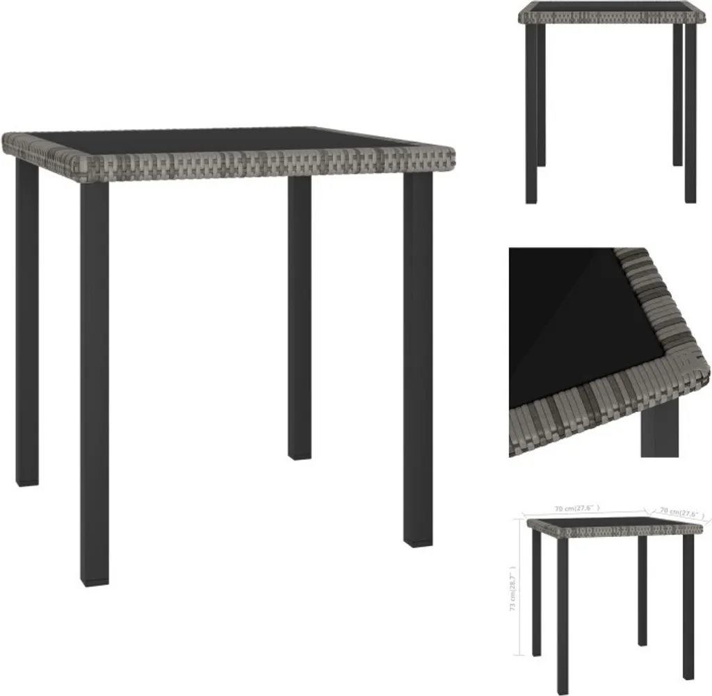 vidaXL Tavolo da pranzo da giardino grigio 70x70x73 cm in poly rattan - Tavoli da giardino