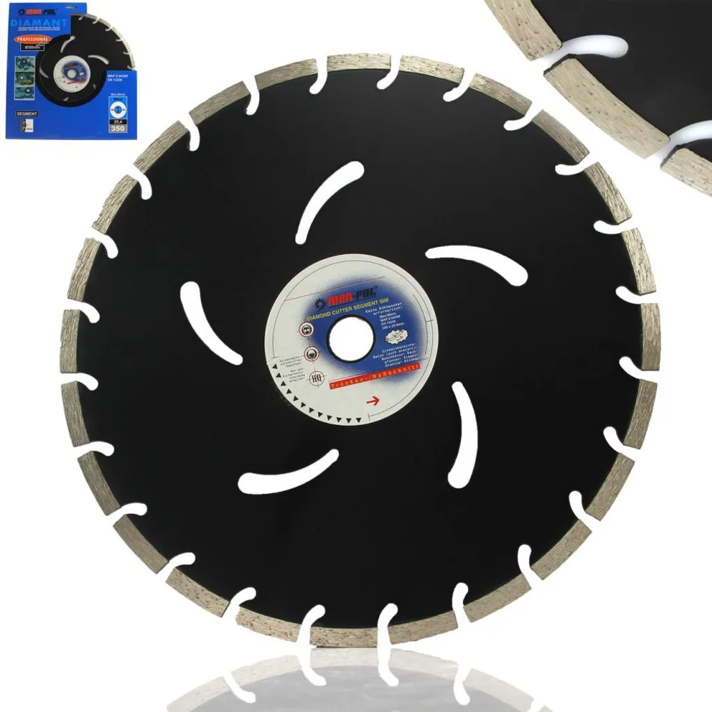 Disque segmenté diamant 350mm MAR-POL M08738 à haute longévité de coupe