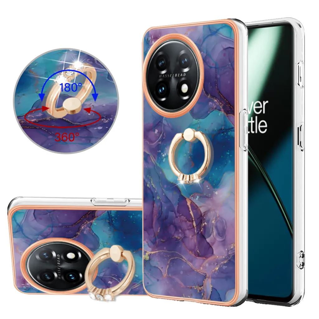 Custodia Protettiva OnePlus 11 Viola - Silicone TPU con Anello Stand