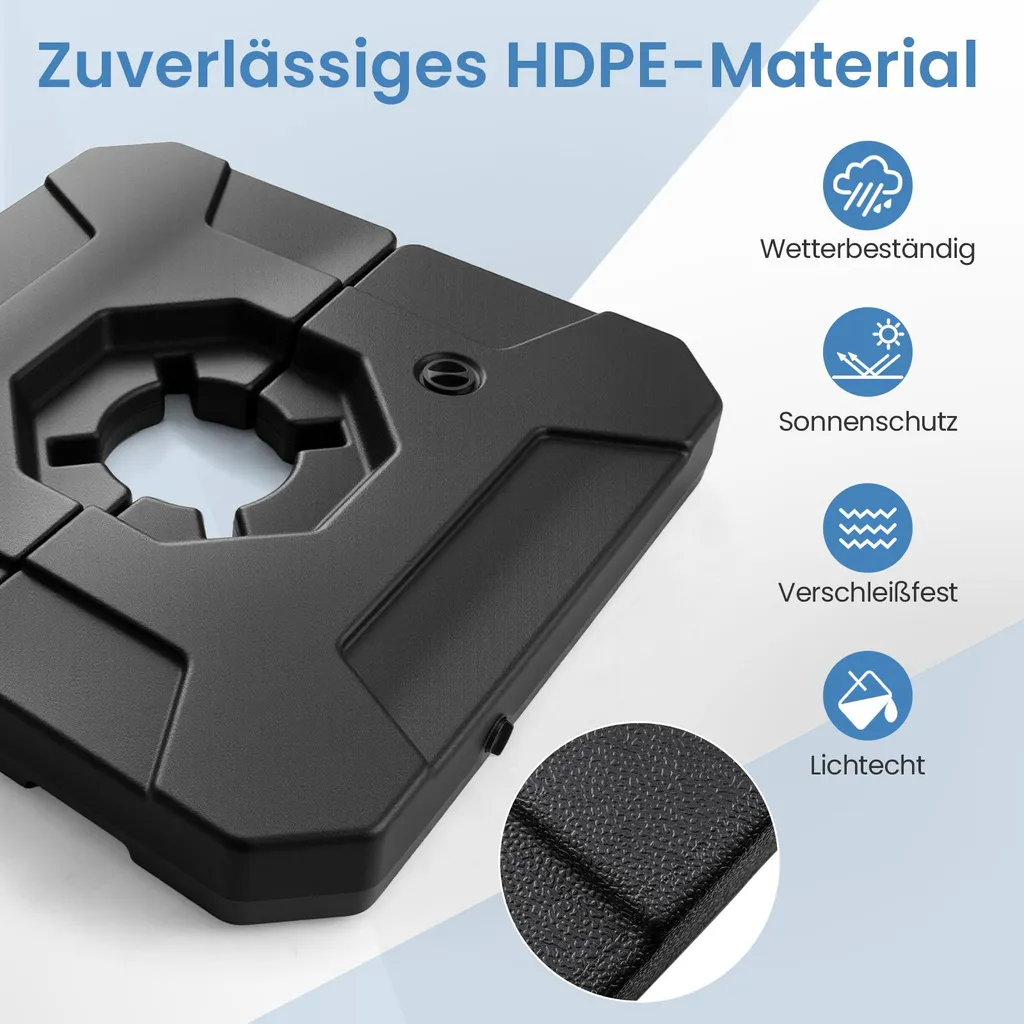 Socle de parasol suspendu lestable 124 kg haute résistance pour extérieur