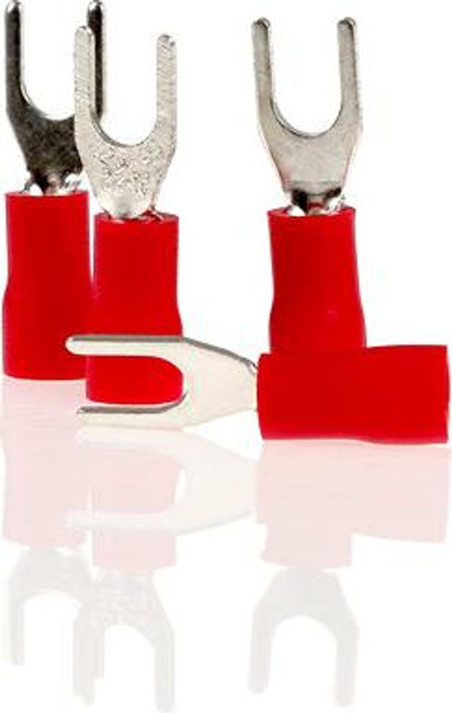 alca Gabel-Kabelschuhe rot 4,3mm 10St. 0,5-1,5 mm² M4 teilisoliert Kabelschuhe Gabelkabelschuhe Kabelschuh Quetschkabelschuhe Mechaniker, Kfz, etc.