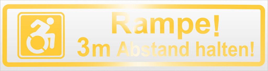 Kiwistar Rampe! Motiv 3m Abstand halten! Magnetschild Schild magnetisch - 30cm Gelb - reflektierend - Magnetfolie für Auto PKW Kfz
