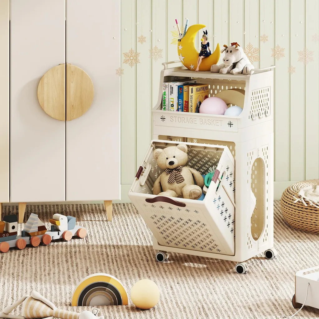 Eleganza Funzionale: Carrello COSTWAY 40L Beige per il tuo Bagno - 2