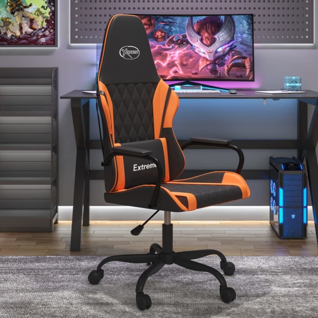 Design New Gaming-Stuhl Schwarz und Orange Kunstleder - Bürostühle Möbel2025 CHY9731500 1parcel