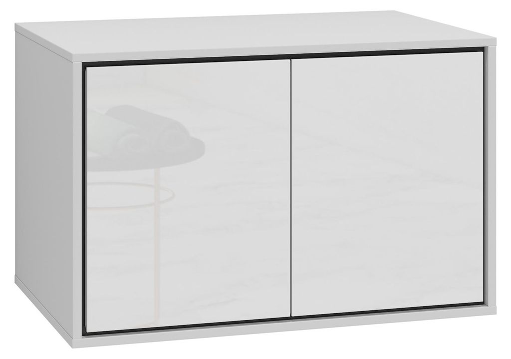 Badplaats Waschbeckenunterschrank Capri 78 x 48 x 51 cm – Weiß Hochglanz – Hängender Waschtischunterschrank mit 2 Schubladen