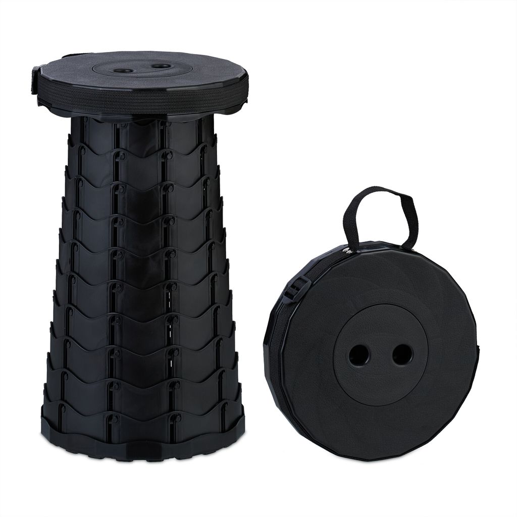 Sgabello telescopico Relaxdays, pieghevole, con tracolla, Immagine del prodotto 