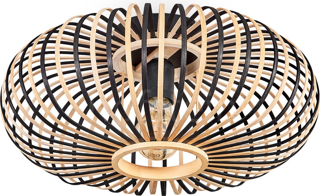 Aidone moderne Deckenlampe aus Metall/Bambus in Schwarz/Naturfarben