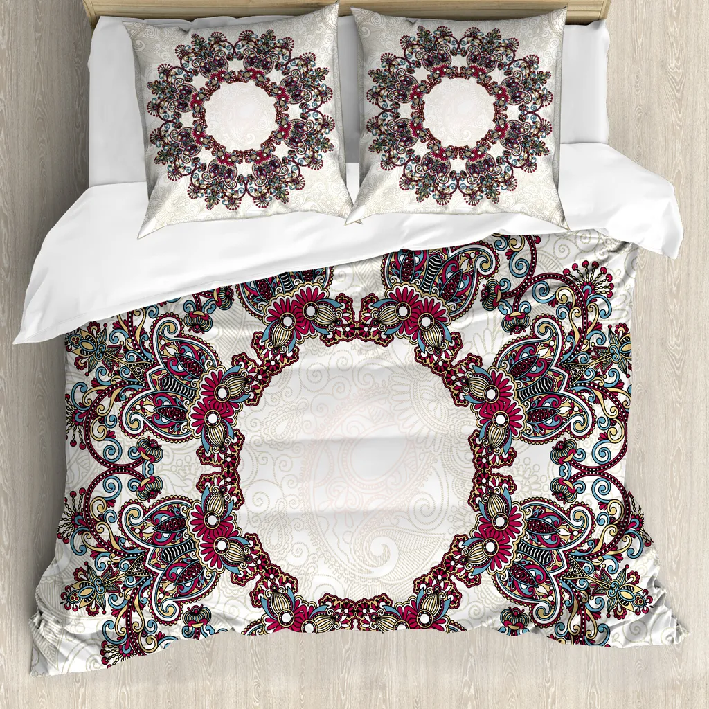 Set copripiumino ABAKUHAUS per letti matrimoniali, simbolo mandala azteco, antiacaro, adatto a chi soffre di allergie, con federe, multicolore