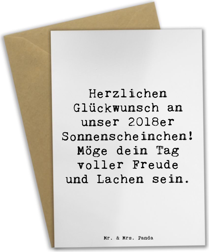 Mr. & Mrs. Panda Glückwunschkarte Spruch 2018 Geburtstag Sonnenscheinchen - Weiß - Geschenk, Grußkarten, Geburtstagsgeschenk, 2018er, weihnachts...