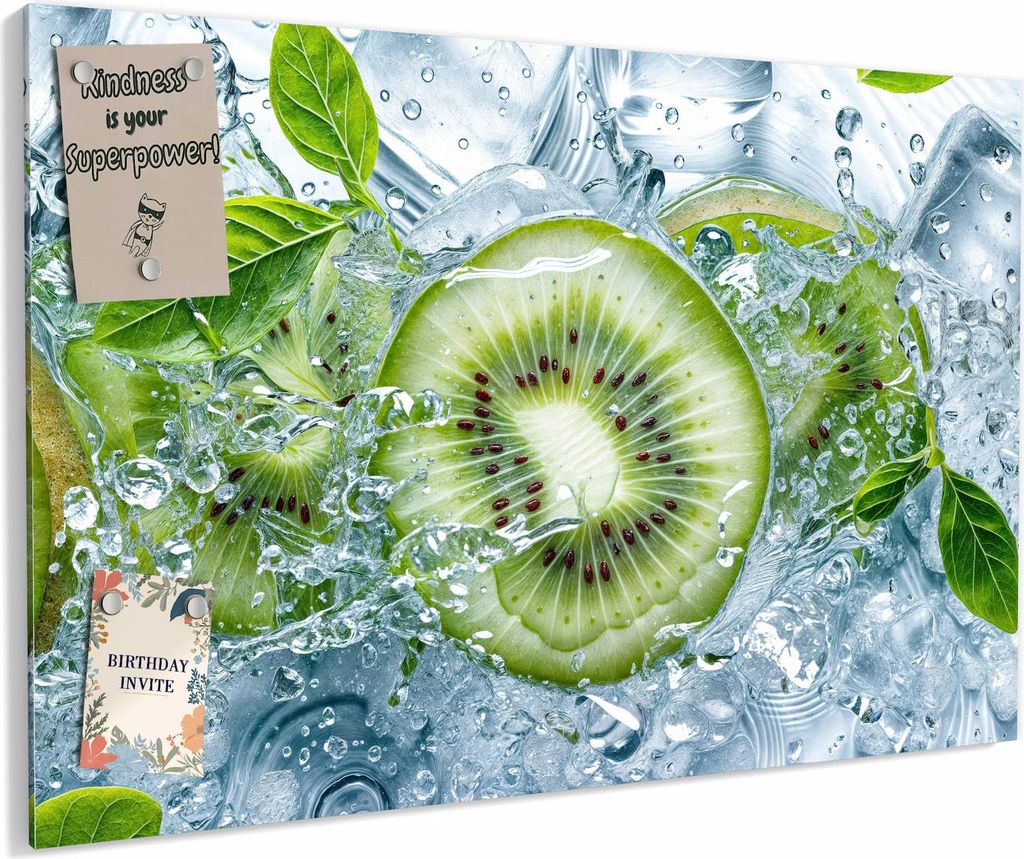 Magnettafel 90x60cm magnetisch & beschreibbar Metall-Board - Frische Kiwi Splashes