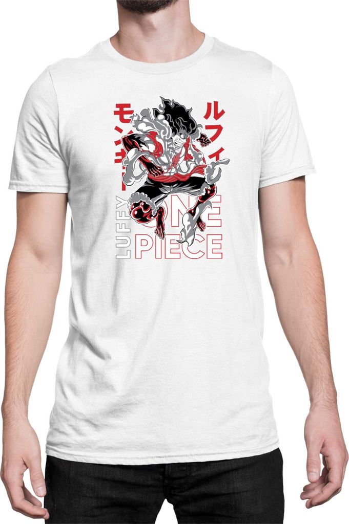 Herren T-Shirt Japan Anime Manga One Manga Piece Anime Luffy 02 Luffy Dance, Man S / Weiß