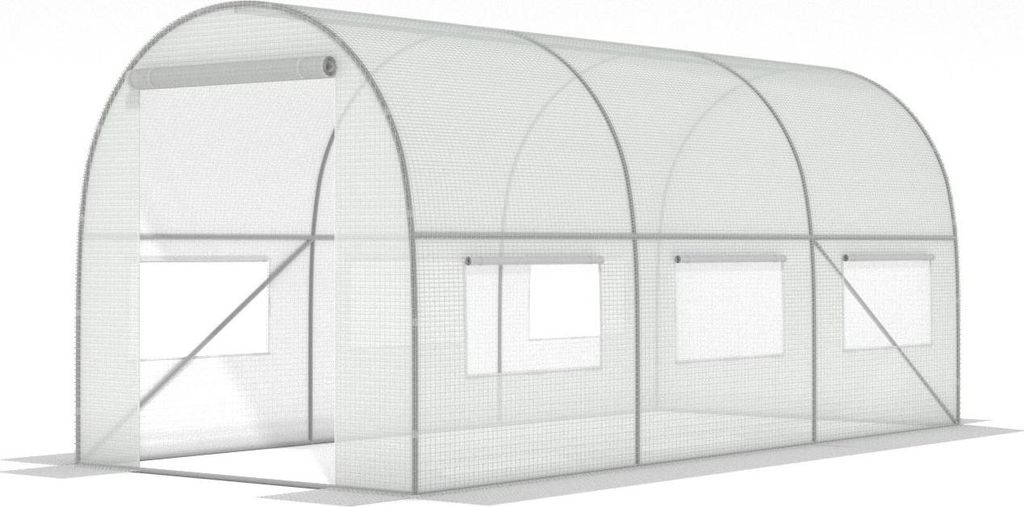 Serre de jardin 4,5x2x2 mètres - blanche - avec 6 fenêtres Image du produit 
