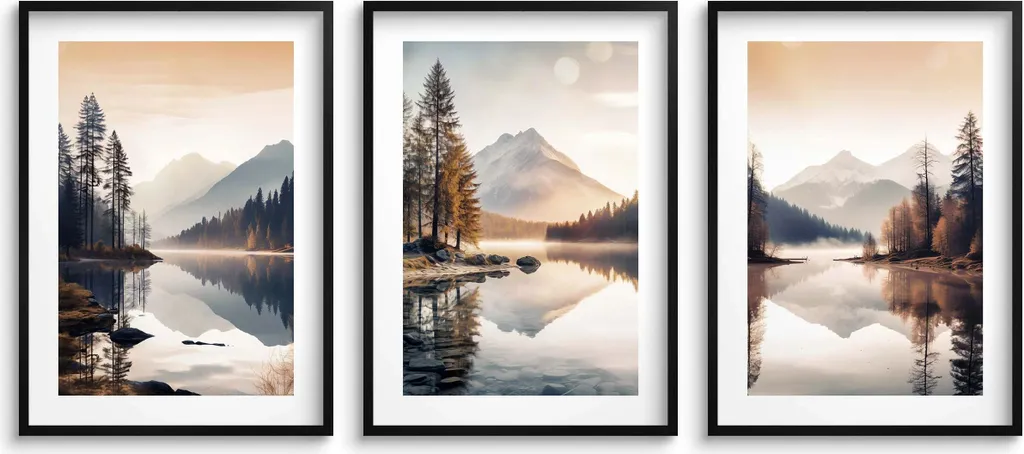 Offerta Set 3 Poster 50x70 Montagna Lago - Prezzo Speciale Parete