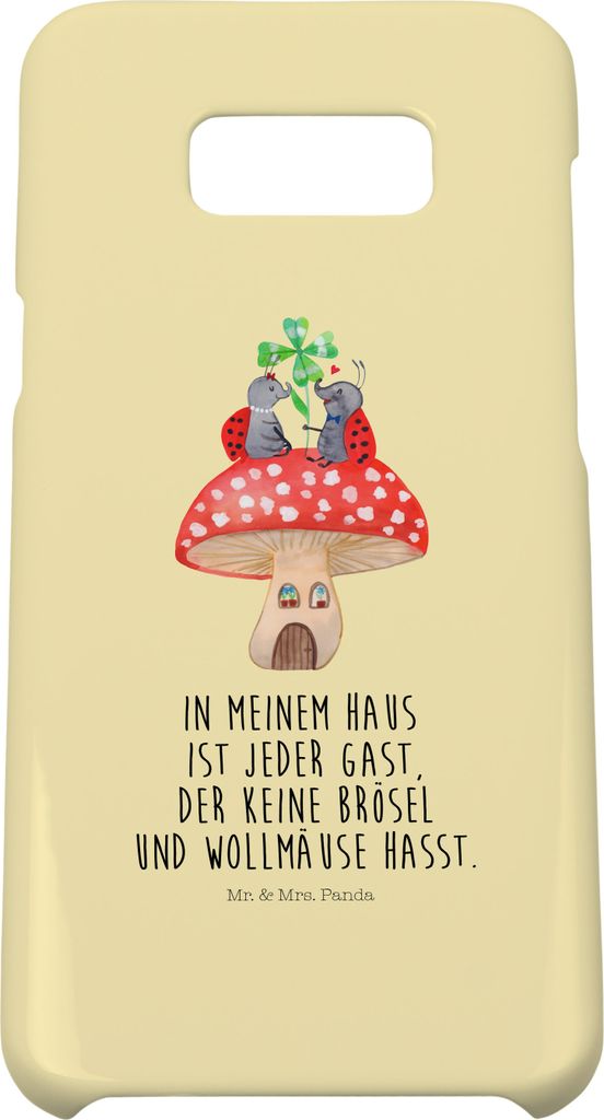 Mr. & Mrs. Panda Samsung Galaxy S8 plus Handyhülle Marienkäfer Fliegenpilz - Gelb Pastell - Geschenk, Handy, Cover, Fleigenpilzhaus, Zuhause, Hau...