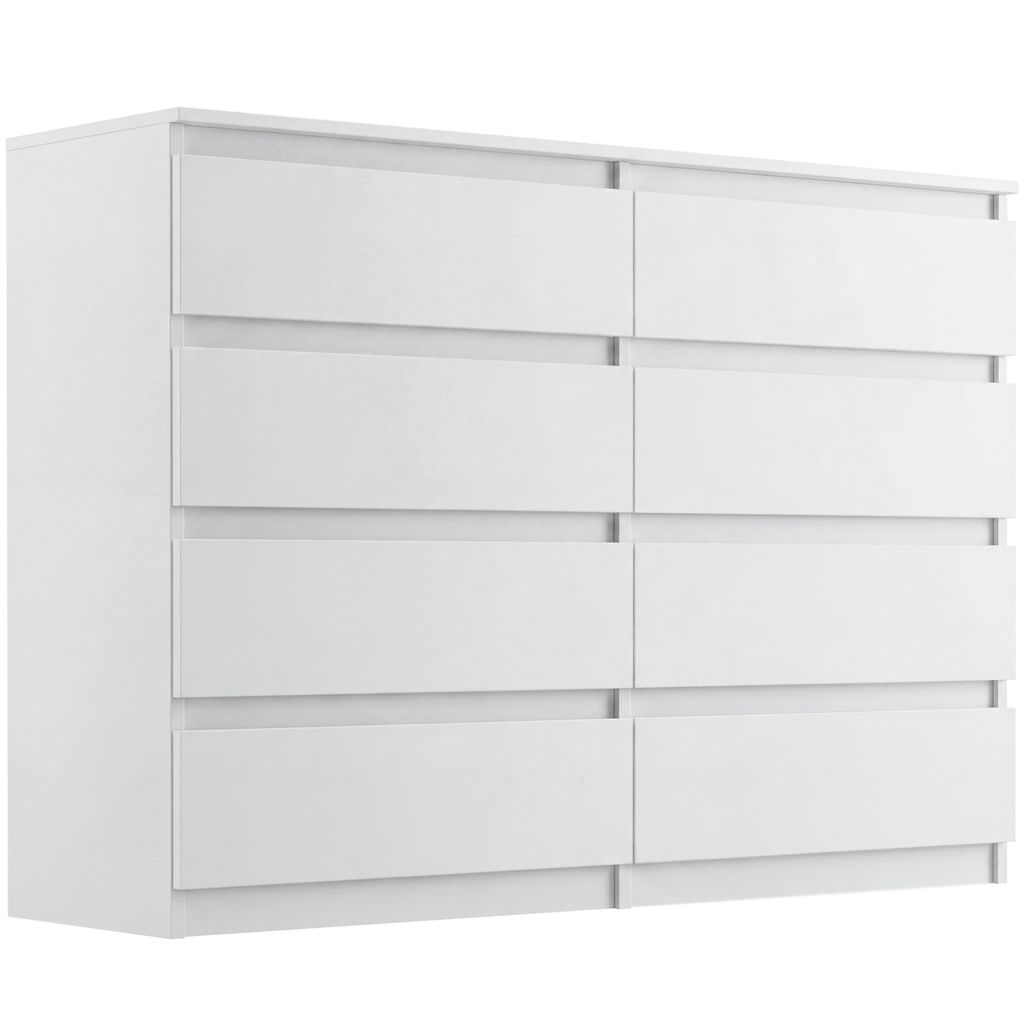 Nowoczesna Komoda 140Cm Szafka 8 Szuflad Biała R-140-S8 Zdjęcie produktu 