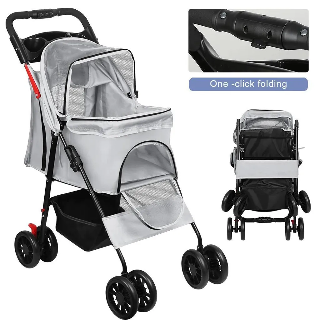 Chariot pour animaux de compagnie pliable avec 4 roues - Modèle 61cm - 7