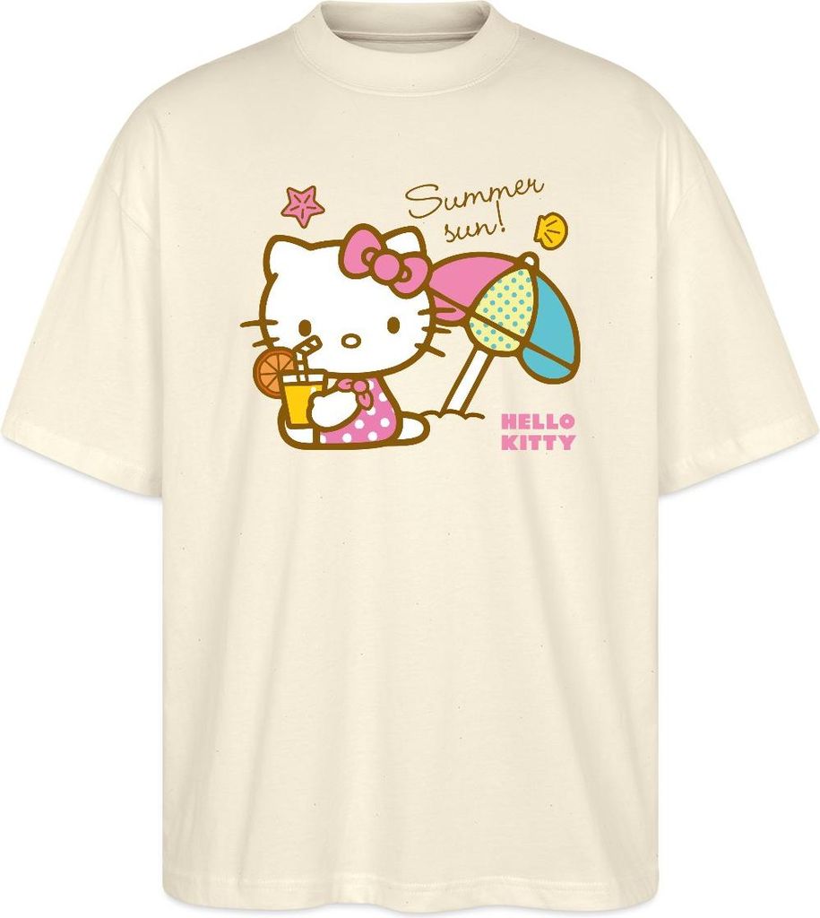 Spreadshirt Hello Kitty Am Strand Summer Sun Oversize Uni T-Shirt, XXL, Natur