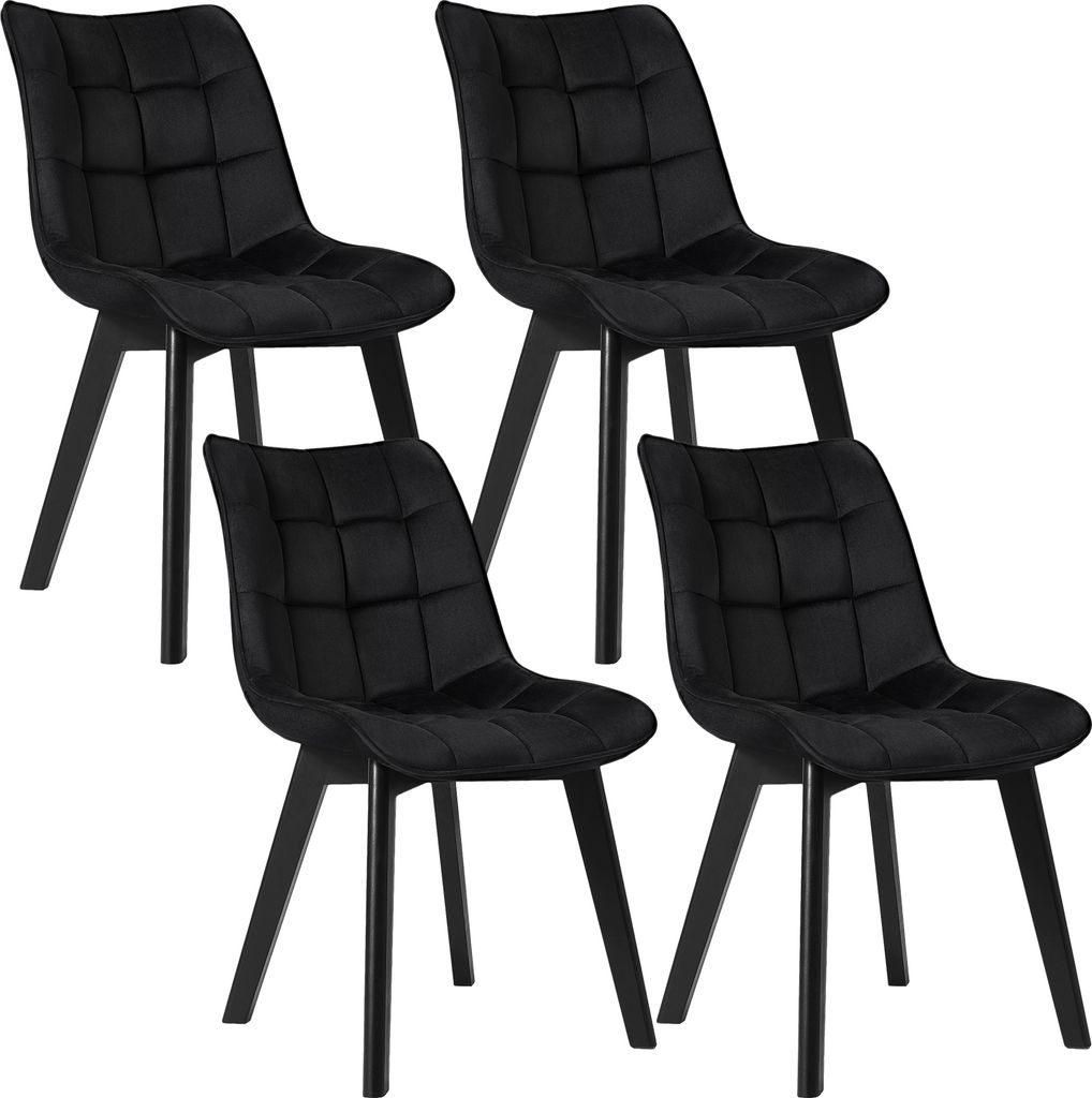 EUGAD 4er Set Esszimmerstühle mit Rückenlehne, Schwarz Produktbild 