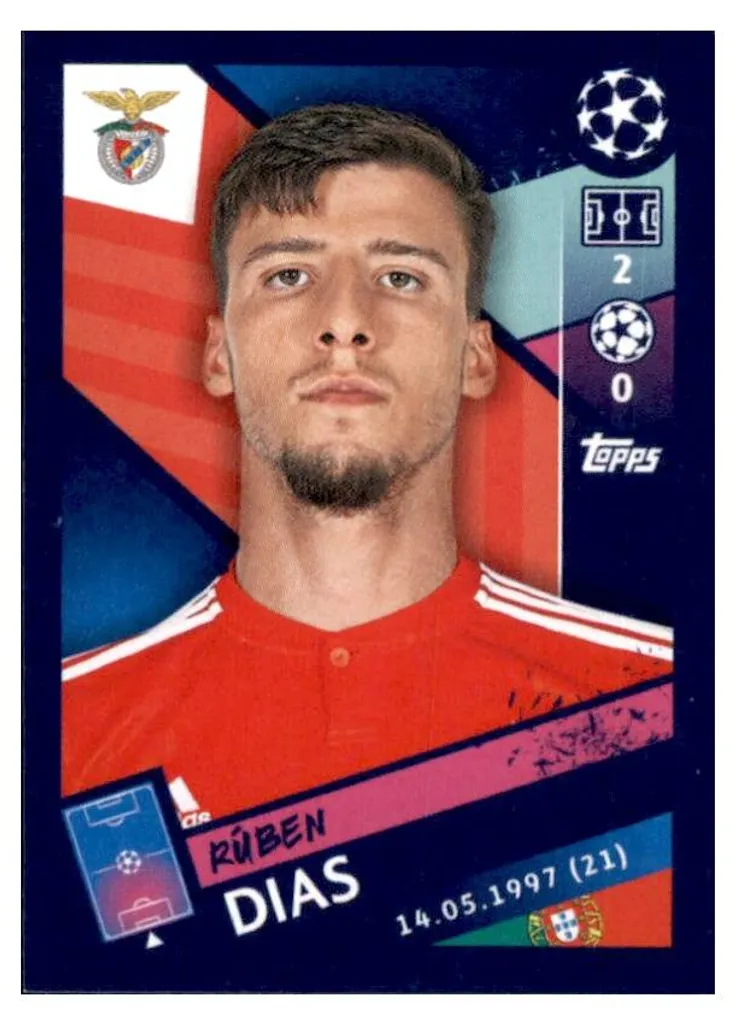 Sticker Football Ruben Dias Benfica n°503 - Adhésif pour Album de Sport