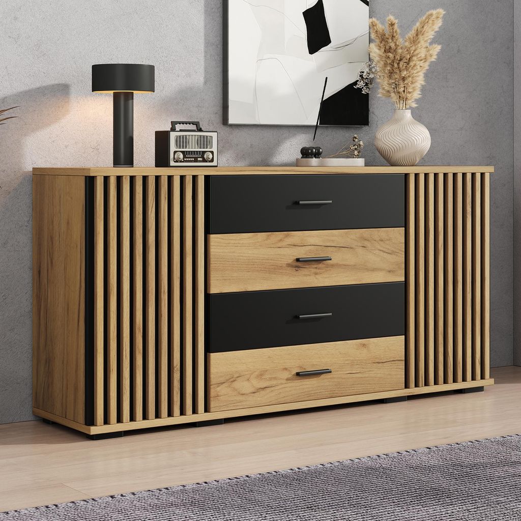 MODFU Kommode mit 4 Schubladen,Sideboard 140×35×70 Produktbild 