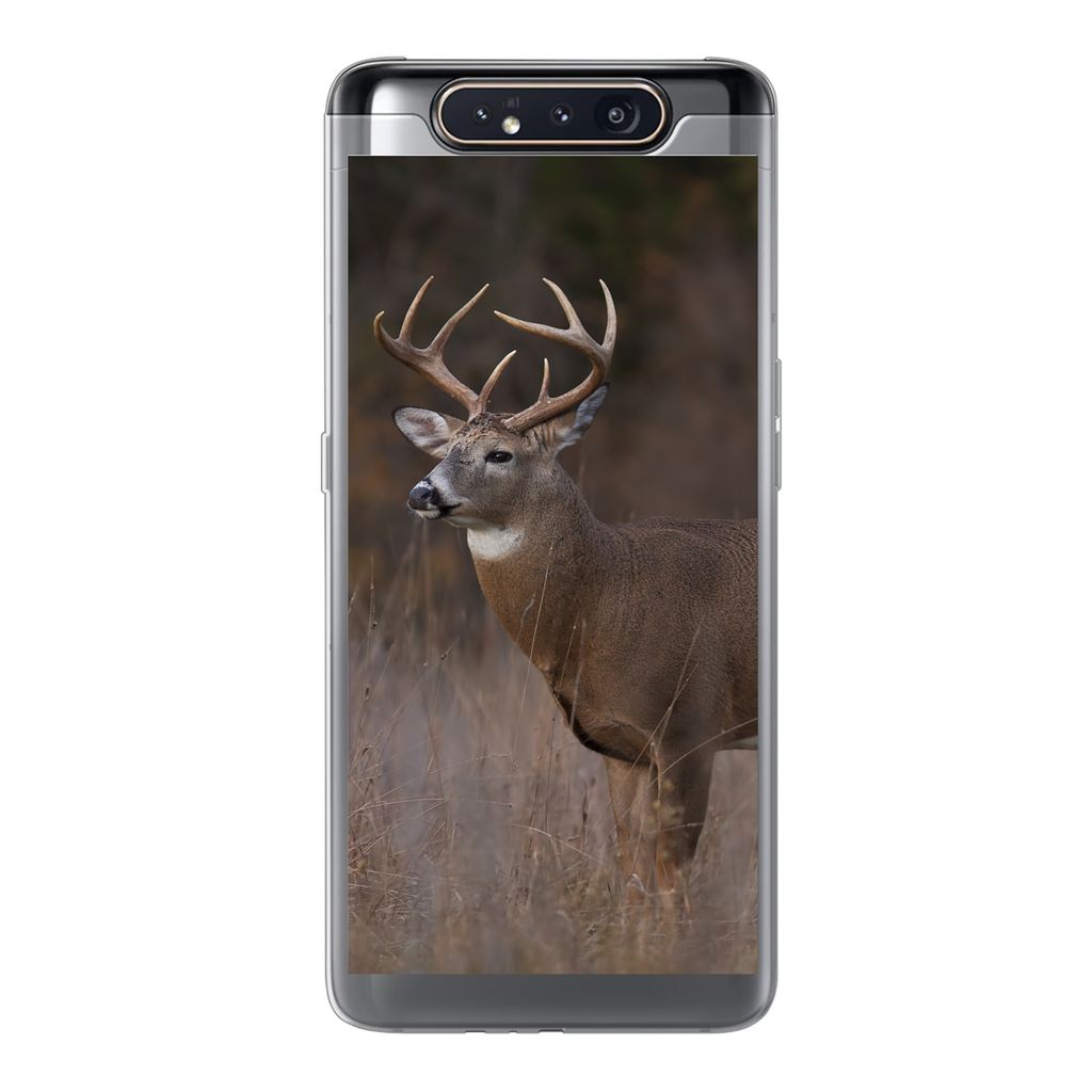 MuchoWow Handyhülle Schutzhülle Hülle für Samsung Galaxy A80 Herbst - Hirsche - Gras - Natur - Tiere Silikon Softcase Handy Hülle - Schutzde...