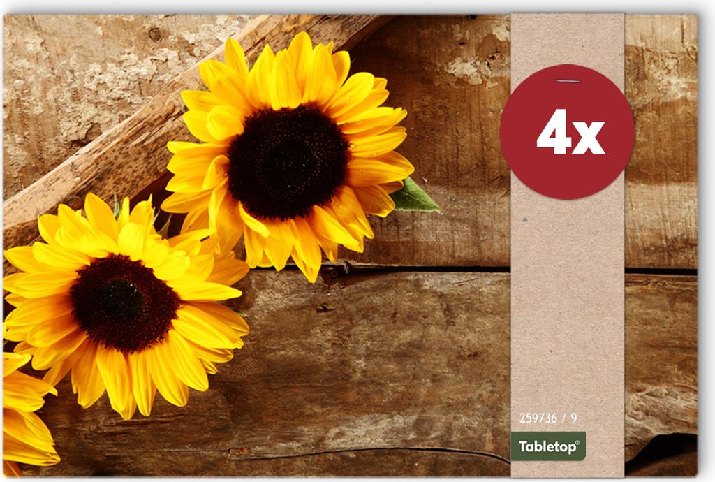 Abwaschbare Tischsets 4er Set Sommer Sonnen-Blumen