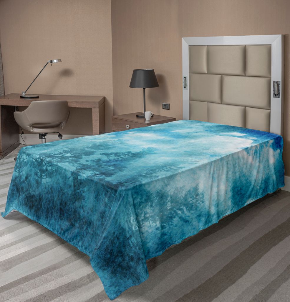 ABAKUHAUS Grunge Bettlaken, Grunge Abstrakte Illustration Nachtwald Bewölktem Himmel Natur Landschaftsbild, weiches bequemes oberes Bettlaken für...