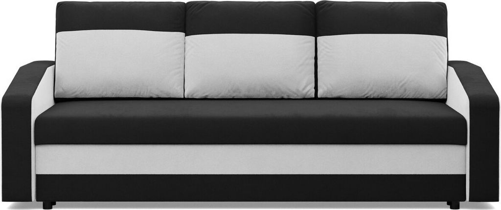 Sofa mit Schlaffunktion ORION, 3-Sitzer Sofa, Liegefläche 200x140cm, Schwarz/Weiß