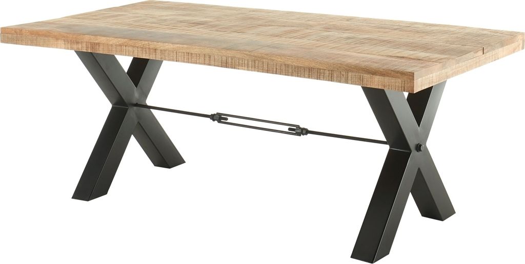 Esstisch - Braun - Schwarz - Mangoholz massiv - Metallgestell - 200 x 100 cm
